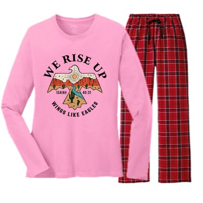 We Rise Up Wings Like Eagles Women's Long Sleeve Flannel Pajama Set 