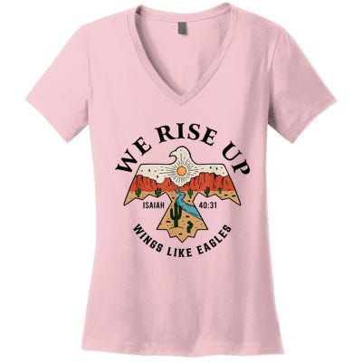 We Rise Up Wings Like Eagles Women's V-Neck T-Shirt