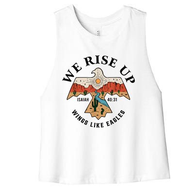 We Rise Up Wings Like Eagles Women's Racerback Cropped Tank