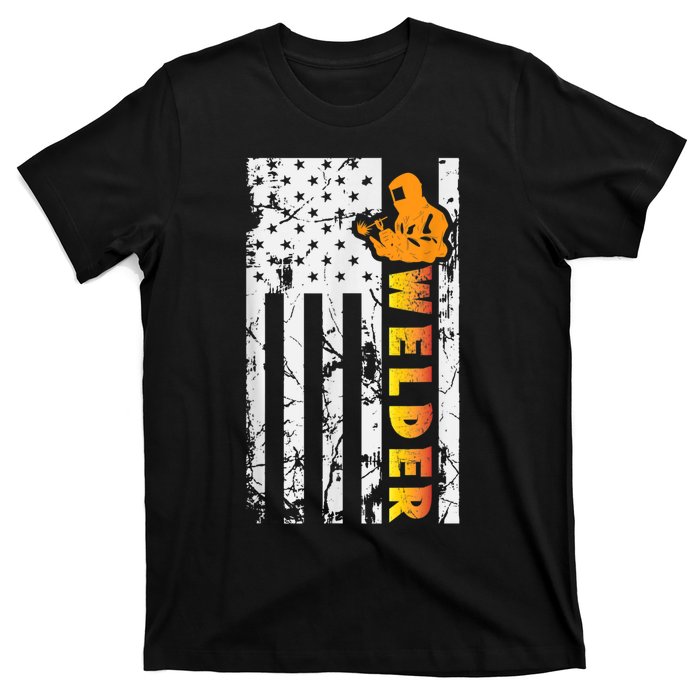 Welder Retro Vintage USA American Flag Welder Funny Welding T-Shirt