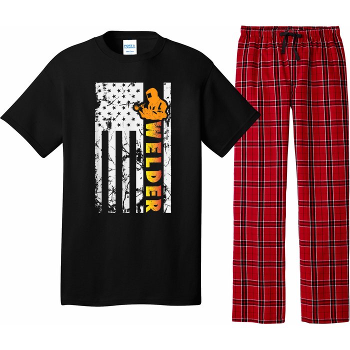 Welder Retro Vintage USA American Flag Welder Funny Welding Pajama Set