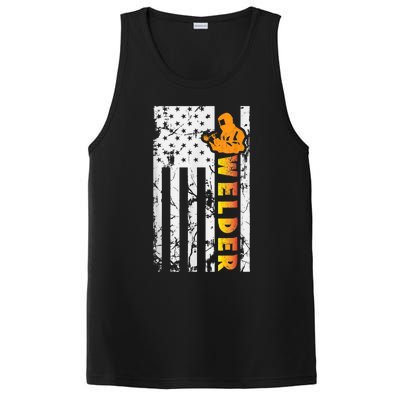 Welder Retro Vintage USA American Flag Welder Funny Welding PosiCharge Competitor Tank