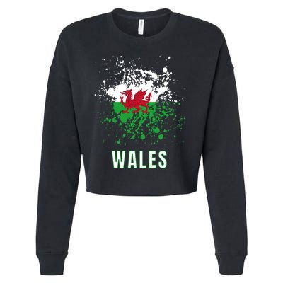 Wales Retro Vintage Watercolors Sport Cropped Pullover Crew