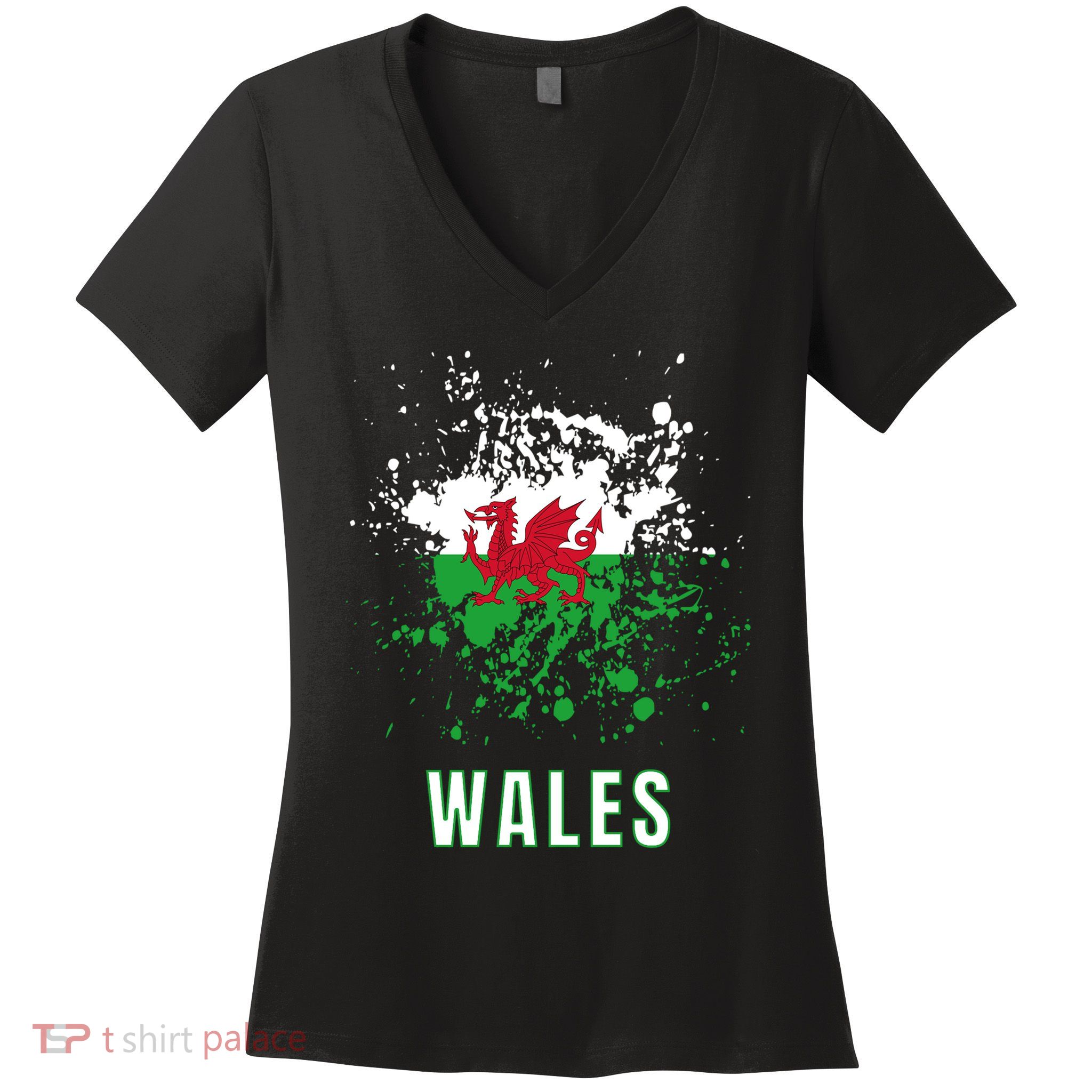 Wales Retro Vintage Watercolors Sport Women's V-Neck T-Shirt