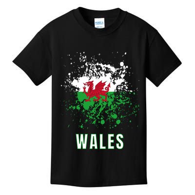 Wales Retro Vintage Watercolors Sport Kids T-Shirt