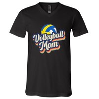 Wo Retro Volleyball Mom Funny Vintage Softball Mom Mother's Day V-Neck T-Shirt