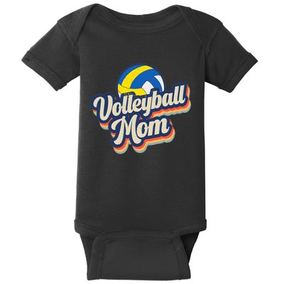 Wo Retro Volleyball Mom Funny Vintage Softball Mom Mother's Day Baby Bodysuit