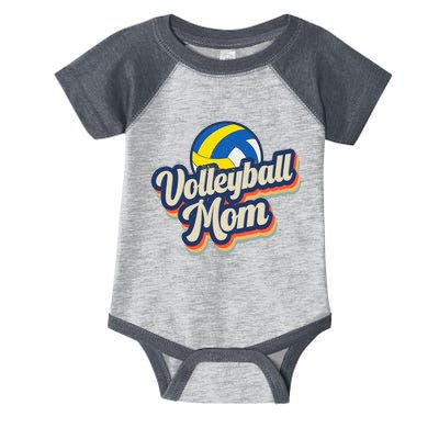 Wo Retro Volleyball Mom Funny Vintage Softball Mom Mother's Day Infant Baby Jersey Bodysuit