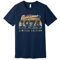 Womens Retro Vintage 1974 Limited Edition 48th Birthday 48 Year Old VNeck Premium T-Shirt