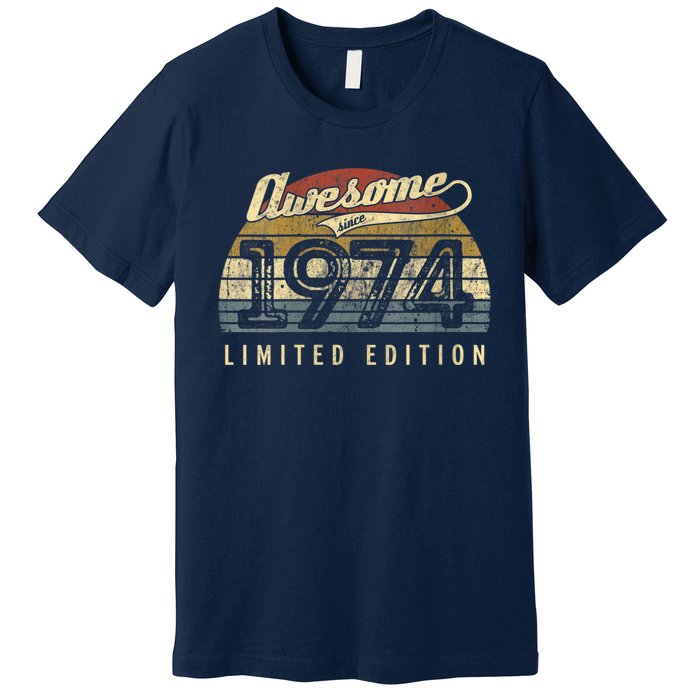 Womens Retro Vintage 1974 Limited Edition 48th Birthday 48 Year Old VNeck Premium T-Shirt