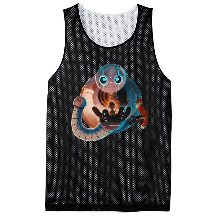 Wild Retro Vintage Robotic Robot Art Science & Math Mesh Reversible Basketball Jersey Tank