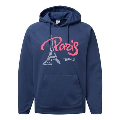 Women's Rhinestone & Vinyl Fitted Tight Pink Paris Eiffel Performance Fleece Hoodie