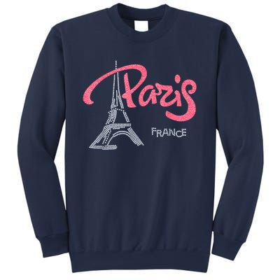 Women's Rhinestone & Vinyl Fitted Tight Pink Paris Eiffel Sweatshirt