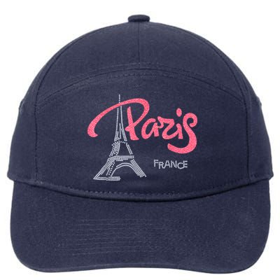 Women's Rhinestone & Vinyl Fitted Tight Pink Paris Eiffel 7-Panel Snapback Hat