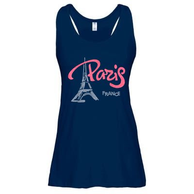 Women's Rhinestone & Vinyl Fitted Tight Pink Paris Eiffel Ladies Essential Flowy Tank