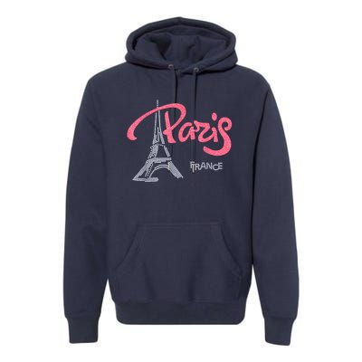 Women's Rhinestone & Vinyl Fitted Tight Pink Paris Eiffel Premium Hoodie