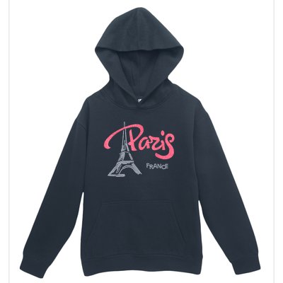 Women's Rhinestone & Vinyl Fitted Tight Pink Paris Eiffel Urban Pullover Hoodie