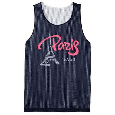 Women's Rhinestone & Vinyl Fitted Tight Pink Paris Eiffel Mesh Reversible Basketball Jersey Tank