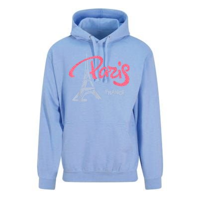 Women's Rhinestone & Vinyl Fitted Tight Pink Paris Eiffel Unisex Surf Hoodie