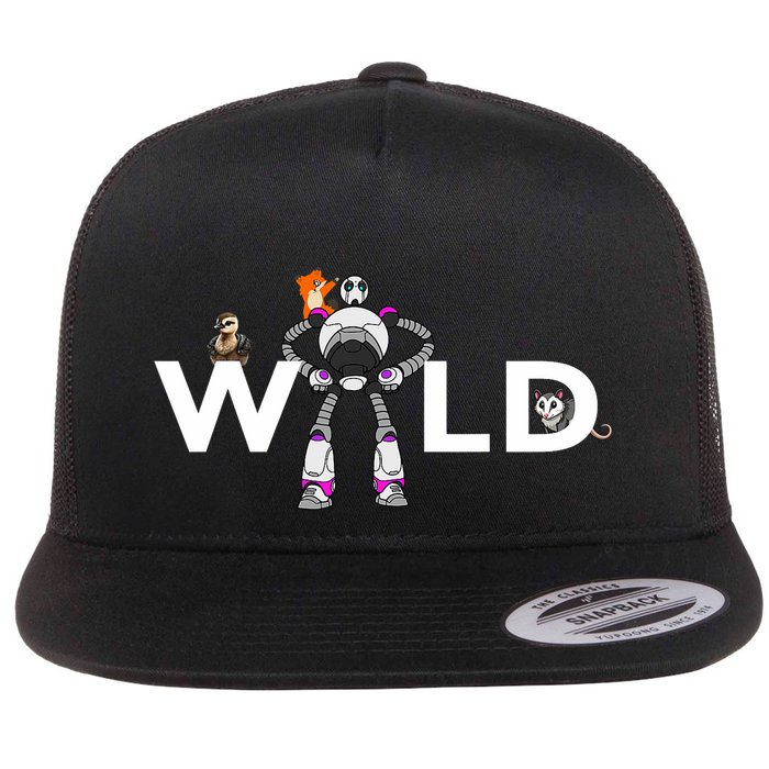 Wild Retro Vintage Robotic Robot Art Science & Math Flat Bill Trucker Hat