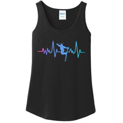 Womens Retro Vintage Skiing Heartbeat Ski Lover Funny Skiers Gifts Ladies Essential Tank