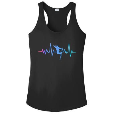 Womens Retro Vintage Skiing Heartbeat Ski Lover Funny Skiers Gifts Ladies PosiCharge Competitor Racerback Tank