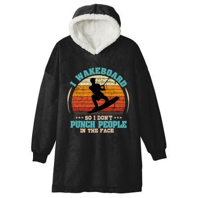 Wakeboarding Retro Vintage Wakeboard Wakesurfing Water Sport Hooded Wearable Blanket