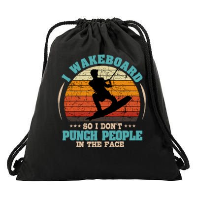 Wakeboarding Retro Vintage Wakeboard Wakesurfing Water Sport Drawstring Bag