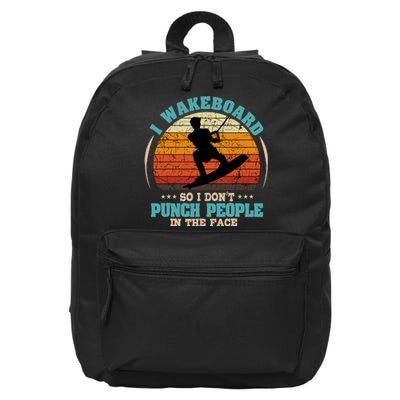 Wakeboarding Retro Vintage Wakeboard Wakesurfing Water Sport 16 in Basic Backpack