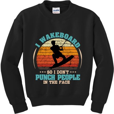 Wakeboarding Retro Vintage Wakeboard Wakesurfing Water Sport Kids Sweatshirt