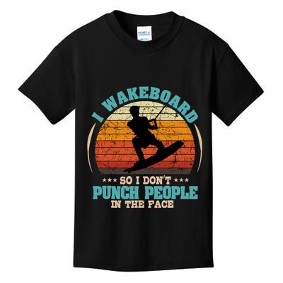 Wakeboarding Retro Vintage Wakeboard Wakesurfing Water Sport Kids T-Shirt