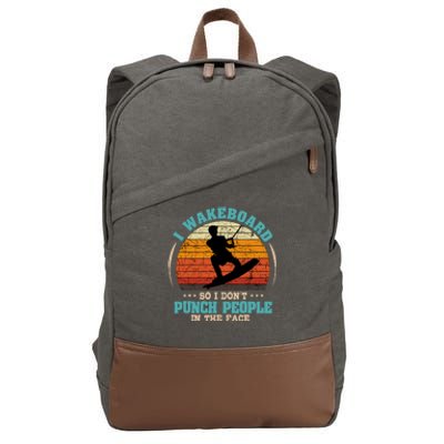 Wakeboarding Retro Vintage Wakeboard Wakesurfing Water Sport Cotton Canvas Backpack