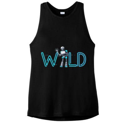 Wild Retro Vintage Robotic Robot Scifi Tech Art Ladies PosiCharge Tri-Blend Wicking Tank