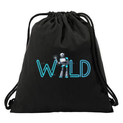 Wild Retro Vintage Robotic Robot Scifi Tech Art Drawstring Bag