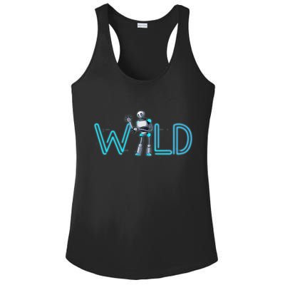 Wild Retro Vintage Robotic Robot Scifi Tech Art Ladies PosiCharge Competitor Racerback Tank