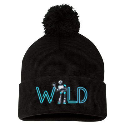Wild Retro Vintage Robotic Robot Scifi Tech Art Pom Pom 12in Knit Beanie