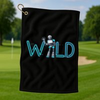 Wild Retro Vintage Robotic Robot Scifi Tech Art Golf Towel