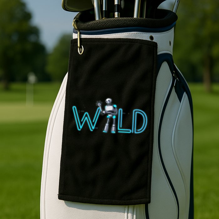 Wild Retro Vintage Robotic Robot Scifi Tech Art Golf Towel