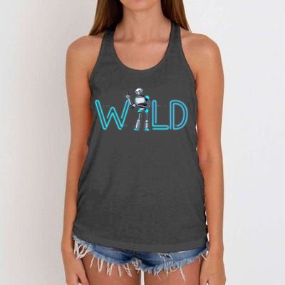 Wild Retro Vintage Robotic Robot Scifi Tech Art Women's Knotted Racerback Tank
