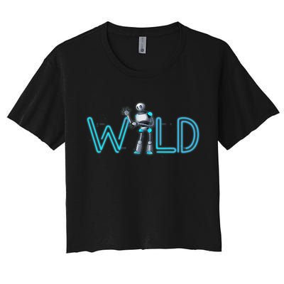 Wild Retro Vintage Robotic Robot Scifi Tech Art Crop Top