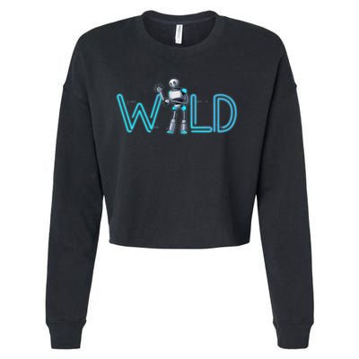 Wild Retro Vintage Robotic Robot Scifi Tech Art Cropped Pullover Crew