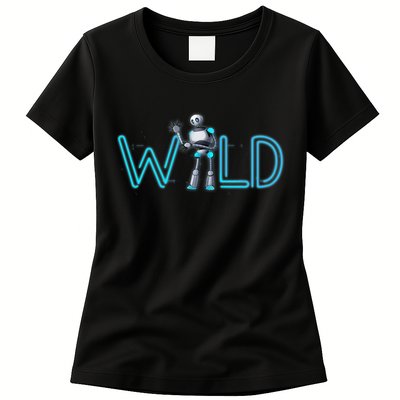 Wild Retro Vintage Robotic Robot Scifi Tech Art Womens T-Shirt