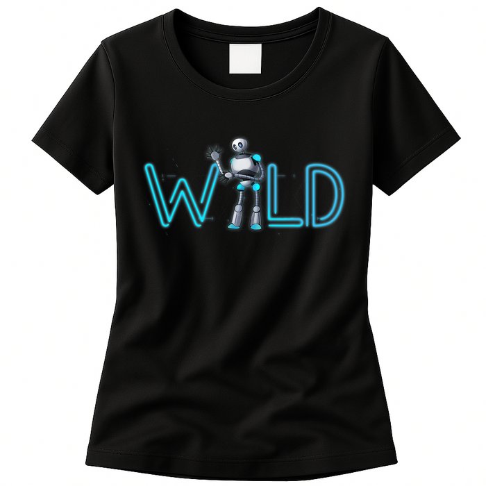 Wild Retro Vintage Robotic Robot Scifi Tech Art Womens T-Shirt