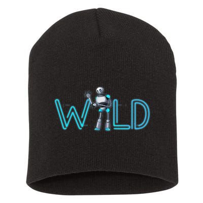 Wild Retro Vintage Robotic Robot Scifi Tech Art Short Acrylic Beanie