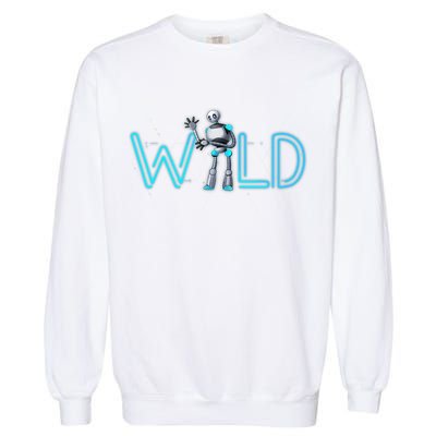 Wild Retro Vintage Robotic Robot Scifi Tech Art Garment-Dyed Sweatshirt