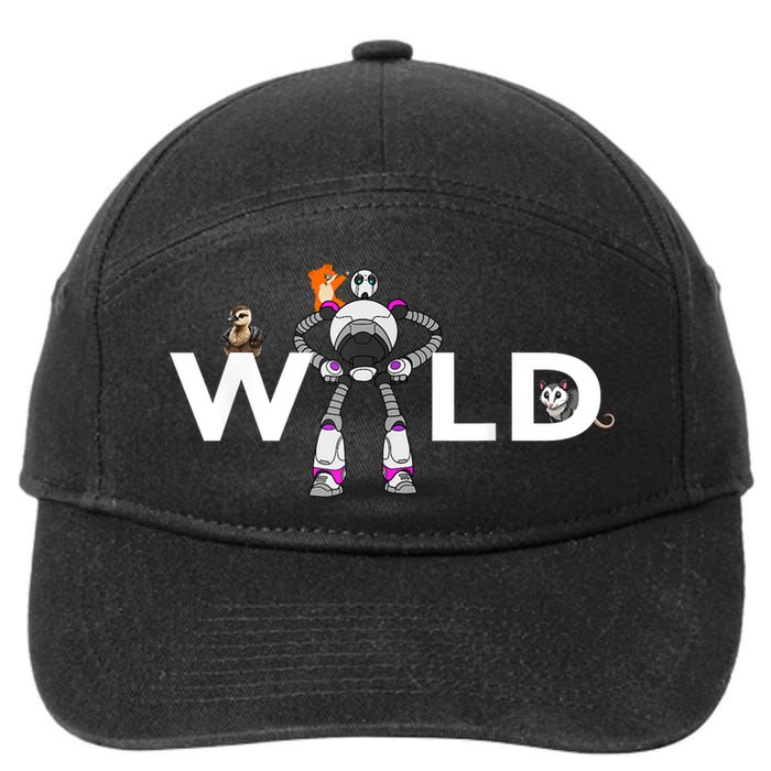 Wild Retro Vintage Robotic Robot Art Science & Math 7-Panel Snapback Hat