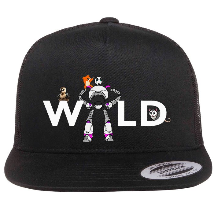Wild Retro Vintage Robotic Robot Art Science & Math Flat Bill Trucker Hat