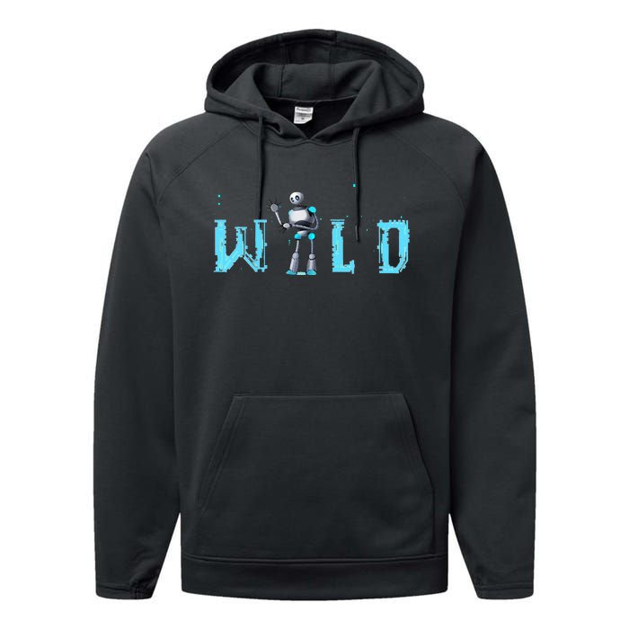 Wild Retro Vintage Robotic Robot Scifi Tech Art Performance Fleece Hoodie