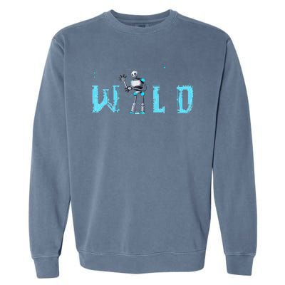 Wild Retro Vintage Robotic Robot Scifi Tech Art Garment-Dyed Sweatshirt