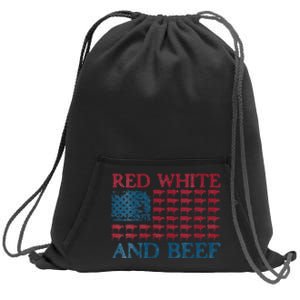 Womens Red White And Beef 4th Of July Cattle American Flag Cow Sweatshirt Cinch Pack Bag